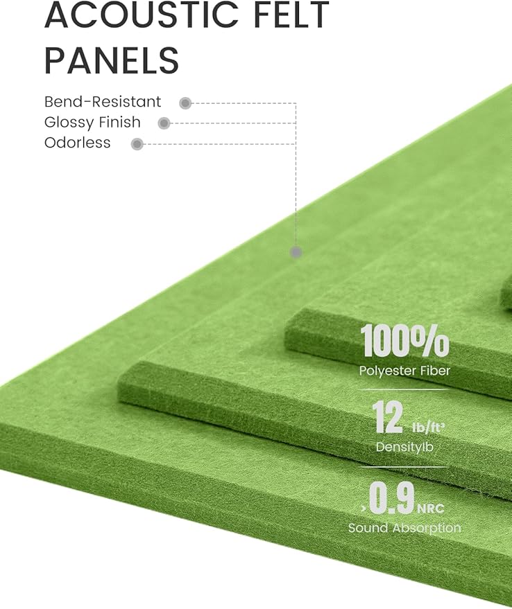 Fluxynara Large Felt Bulletin Board 36" x 24"Cork Board Alternative-6 Pack with 40 Safe Removable Adhesive Tabs, Cork Boards for Walls Cork Board for Home Office Classroom Pin Board-Kelly Green