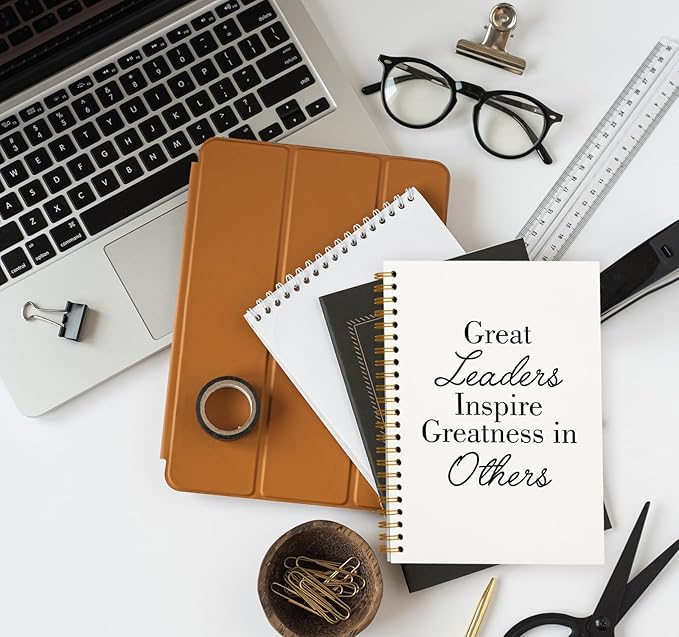 OXW Thank You Gifts for Leader, Meeting Notebook for Work, Appreciation Gift for Boss Manager Mentor, Office Supplies Leadership Gifts, White College Ruled Hardcover Spiral Notebook 5.5 x 8.3