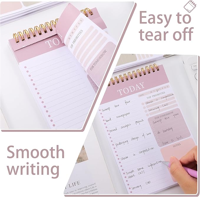Thboxes 2 Packs To Do List Notepad, Total 208 Pages To Do List Notebook A5 Undated Daily Planner Notepad with Task Checklist Home Office School Supplies