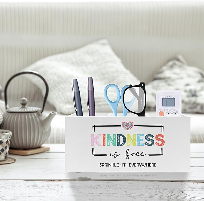Exqcom Inspirational Mental Health Wellness Pen Pencil Holder, Kindness Gifts, Colorful Positive Motivational Makeup Brush Toothbrush Holder for Home Office Dorm Desk Accessories