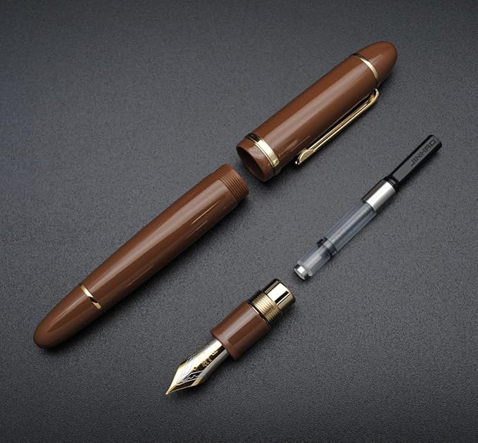 JINHAO X159 Fountain Pen (F Nib 0.5mm, Coffee with Gold Clip)
