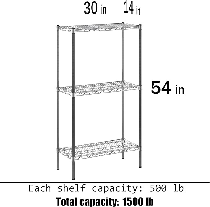 Regal Altair 14" Deep x 30" Wide x 54" Height Wire Shelving Kit | 3-Tier | NSF Commercial Storage Rack Unit