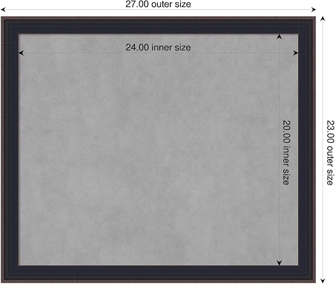 Amanti Art Black Framed Magnetic Board 23x27 Medium Vision Board for use with Magnets, 100% Metal Sheet to Display Items as Office Decor or for Home Organization in mudroom, Kitchen or Kids Room