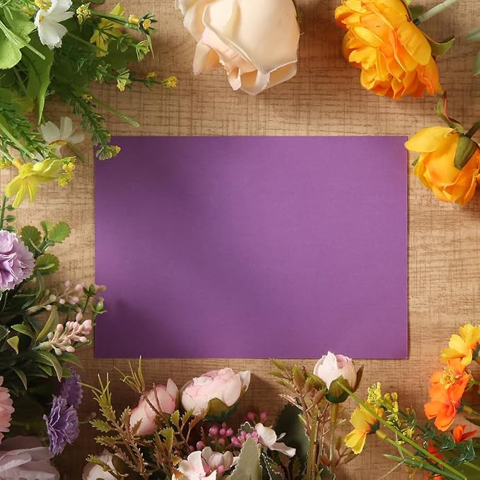 50 Sheets Small Colored Cardstock Paper 5 Colors Blank Flash Cards, 250 GSM Heavy Card Stock for DIY Art Projects, Cards (Purple, 3x5)