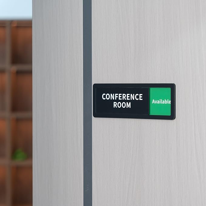 Conference Room Office Door Sign Do Not Disturb,Versatile In-Use/Available Slider Sign for Business Home, Meeting Vacant Occupied Privacy Room Sign,Frosted Black 8" x 2.6"