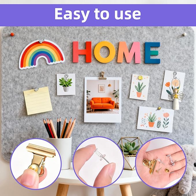 505 Pcs Push Pins Set 5 Style Thumb Tacks Decorative Push Pins Gold Metal Thumb Tacks for Cork Board Map Office Accessories with Metal Binder Paper Clips