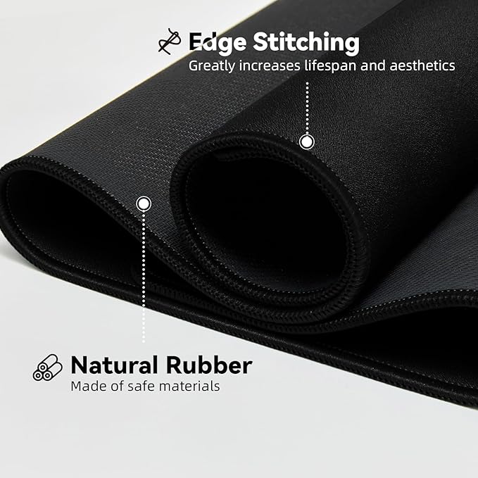 Reniteco Waterproof Large Gaming Mouse Pad with Durable Stitched Edges, Non-Slip Rubber Base, Grainy Jacquard Mouse Mat Desk Pad for Home Office Gaming, 27.6"x11.8"x0.12", Matte Black