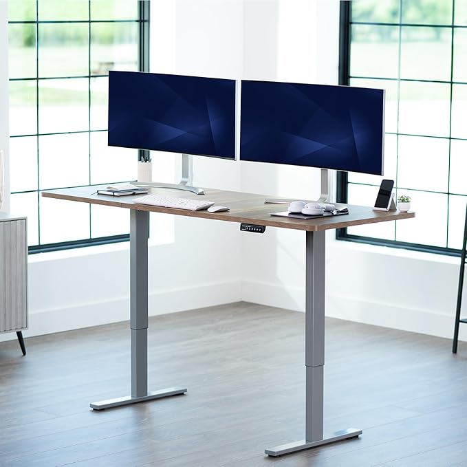 VIVO Electric 71 x 30 in Standing Desk, Memory Height Adjustment, 1B Series, Holds 220 lbs, Reclaimed Wood Top Gray Frame, DESK-KIT-1G7P