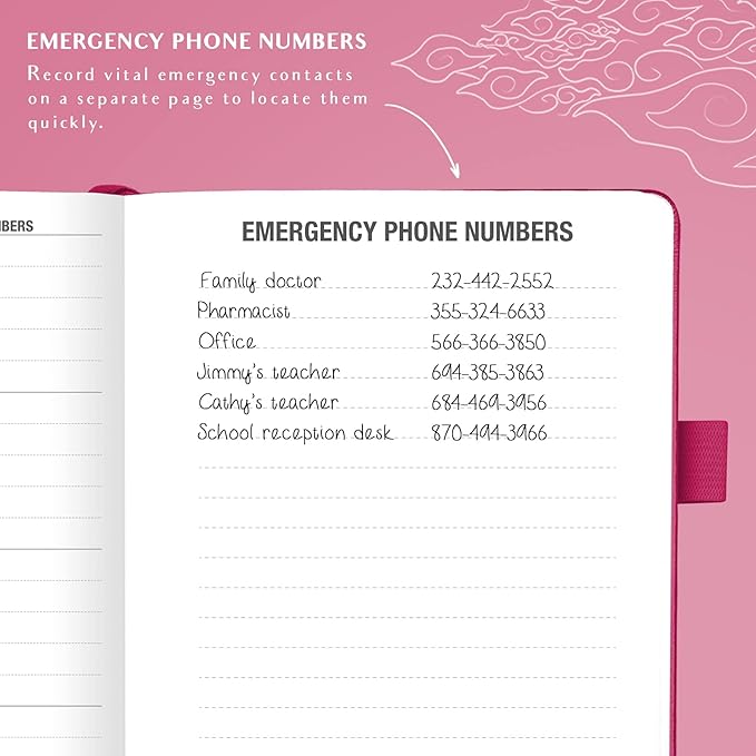 Legend Planner Address Book with Alphabetical Tabs – Mini Telephone Contacts Book for Phone Numbers, Addresses, Passwords, Small (Hot Pink)