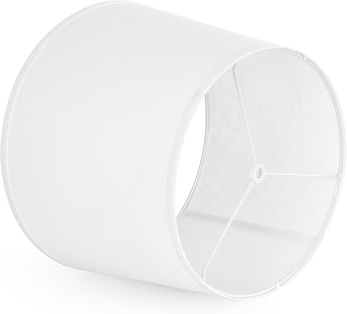 White Texture Lamp Shades Set of 2 Drum Lampshades Replacemnt for Table Lamps Floor Lamps-11"Top × 13" Bottom × 10" High(Spider),Required Assembly-Modern Table Lamps for Bedrooms-By GO&SO