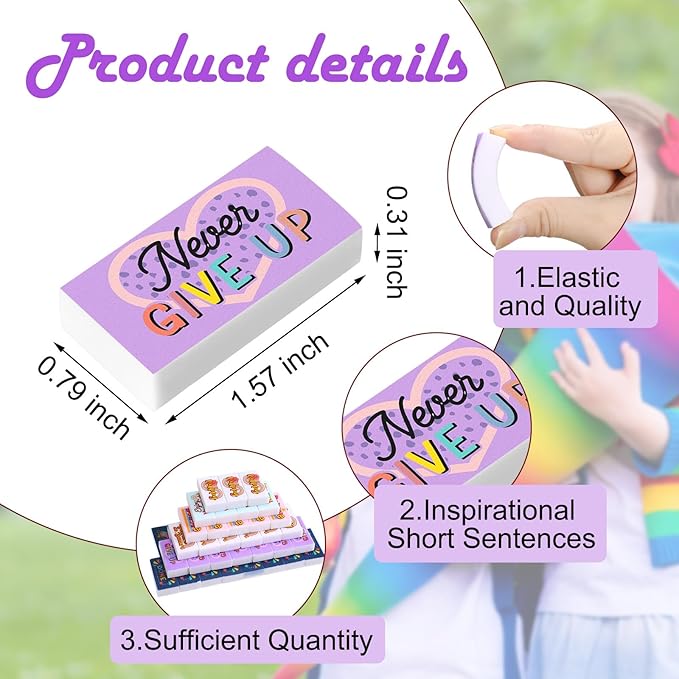 Dunzoom 100 Pcs Inspirational Pencil Erasers Bulk for Kids Fun Motivational Eraser School Supplies Back to School Office Supplies for Classroom Office Teacher Artists (Boho)