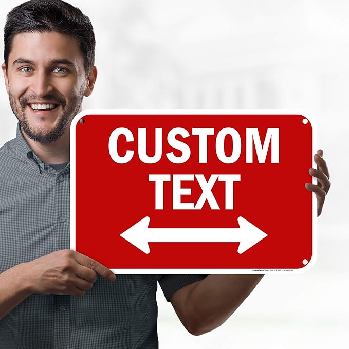 Custom Arrow,Custom Directional Sign, Two way Arrow,12x18 Inches, 55 mil thick HDPE (high density polyethylene) Made in USA by My Sign Center