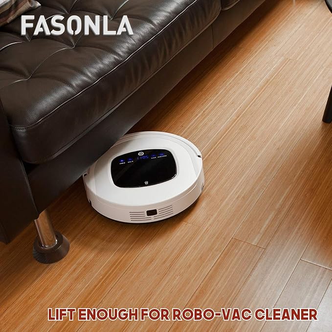 FASONLA Bed Risers, Furniture Risers (Set of 8-Height 1") Can be Adjusted to 2'' 3''or 4'', Lifts Furniture Risers, Solid Natural Wood Risers, Non-Slip Recessed Hole (Walnut Color)
