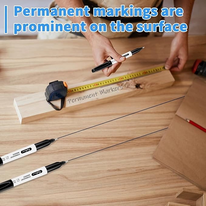 craftinova Black Ultra Fine Point Permanent Markers, Extra Fine Tip, Quick Drying and Waterproof, Fade Resistant Perfect on Paper, Glass, Metal, Plastic, Wood, Office & School Use, 30 Pack