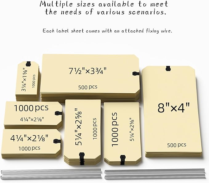 INNOVART Shipping Tags - Double Wired 5 1/4" x 2 5/8", Manila Wire Tags with Reinforced Eyelet, Case of 1000