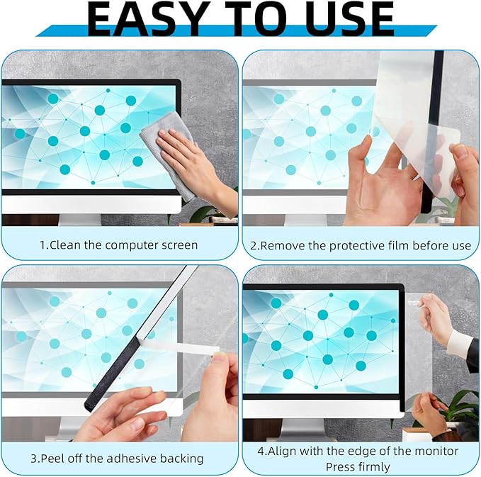2 Pack Computer Monitor Memo Board, Acrylic Computer Monitor Sticky Note Holder, Transparent Side Panel Office Desk Organizer,Home Office Desk Accessories, Office Supplies for Women Men Computer ﻿