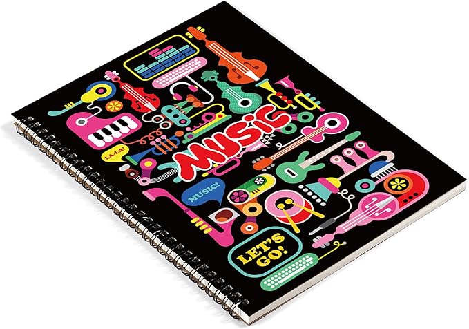 MAXCURY Blank Sheet Music Composition Manuscript Staff Paper Art Music Notebook Black 100 Pages 26x19cm (Factory)