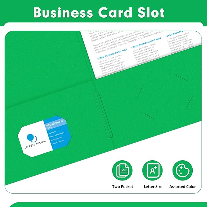 Two Pocket Folders, PANDRI 30 Pack 2 Pocket Folders, Letter Size Paper File Folder for School Office Home Business, Assorted 5 Colors