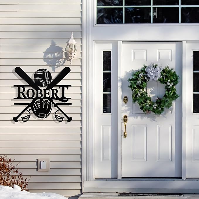 Personalized Baseball Metal Sign Custom Name Sign Baseball Player Gift Boys Room Decor Softball Lover Present Sports Wall Art Decorations Gift for Team,Dad,Husband,Son
