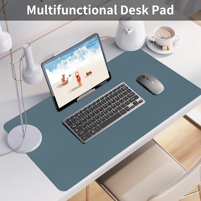 Bloss Light Blue Desk Mat 31.5x15.7, Desk Matt for Desktop, Waterproof Large Desk Mat, Computer Mat for Office/Home/Decor
