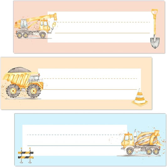 Name Tags for Desks, Construction Truck Theme Students Name Plates, Locker Name Labels for School, Back to School Classroom Decor, 30 Pack (05)