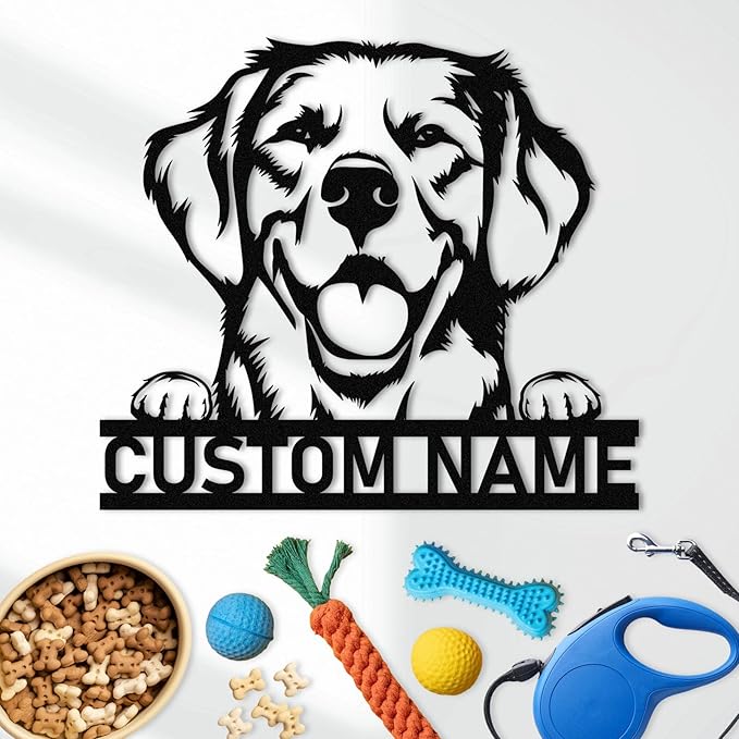 Dyoart Custom Dog Metal Signs - Personalized Metal Dog Decor, Rustic Farmhouse Dog Signs for Home Decor, Dog Metal Wall Art, Family Name Sign, Gifts for Mom Dad Dog Lovers, Dog Room Decor