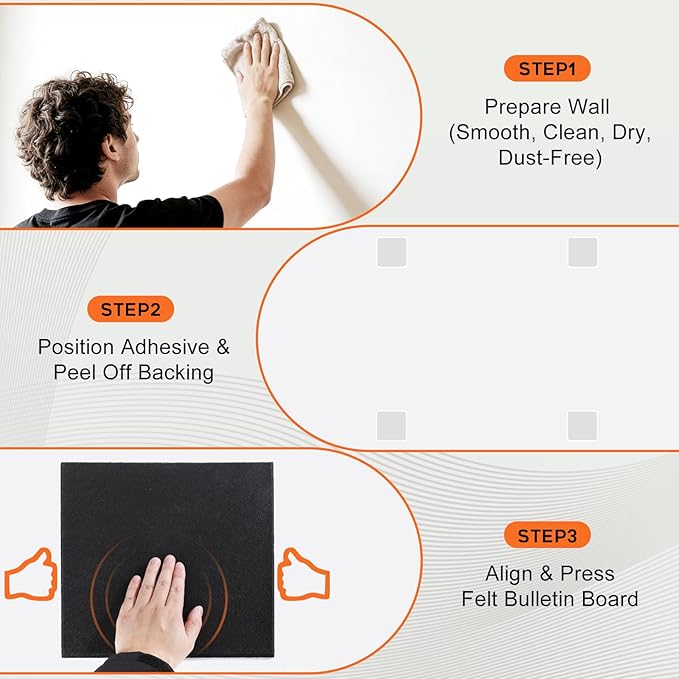 Large Cork Board, Black Bulletin Board 36"x 24", 6 Pack Felt Wall Tiles with 35 Pcs Pushpins, Pin Boards for Office, Home & Classroom