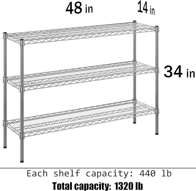Regal Altair 14" Deep x 48" Wide x 34" Height Wire Shelving Kit | 3-Tier | NSF Commercial Storage Rack Unit