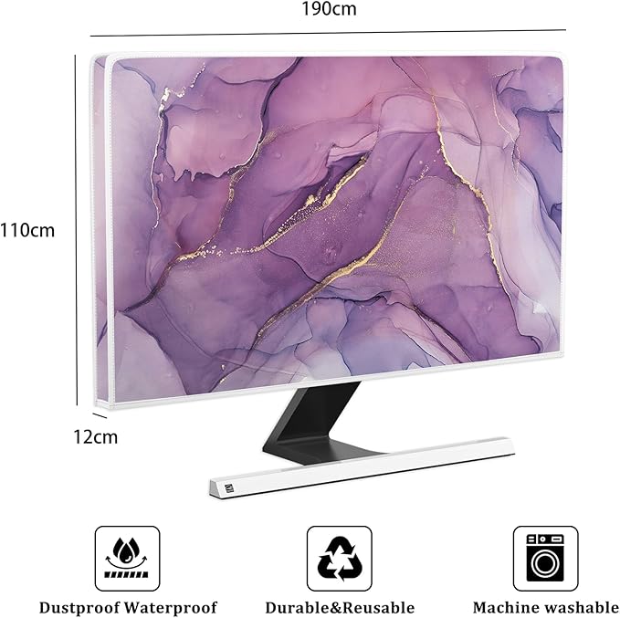 Baocicco Fashion Violet Marble Waterproof TV Dust Cover 80 Inch Anti-Static Dustproof Creative Design TV Screen Cover TV Screen Covers Sleeve Compatible with PC Desktop and TV LED LCD OLED