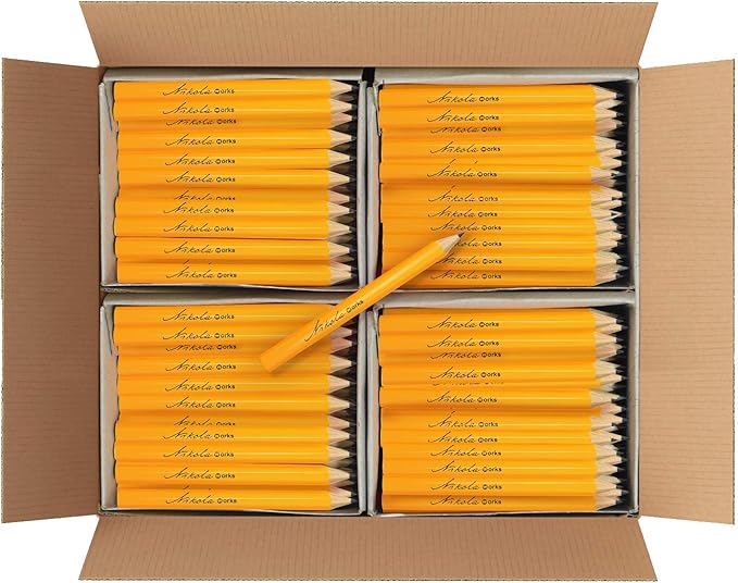 Nikola Works Mini Golf Pencils Without Erasers - 384 Count - Classic Pre-Sharpened #2 HB American Pew Pencils Standard Hex Shaped Bulk Pack