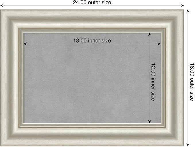 Amanti Art Silver Framed Magnetic Board 18x24 Small Vision Board for use with Magnets, 100% Metal Sheet to Display Items as Office Decor or for Home Organization in mudroom, Kitchen or Kids Room