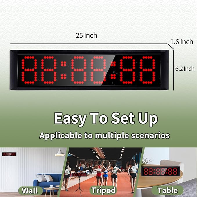Large LED Display Digital Race Timer Clock with Tripod,Battery,Remote Control,Function-Countdown/Up/Time Clock,for Sports Events, Races, Meetings, Presentations (Non-Waterproof +RGB)