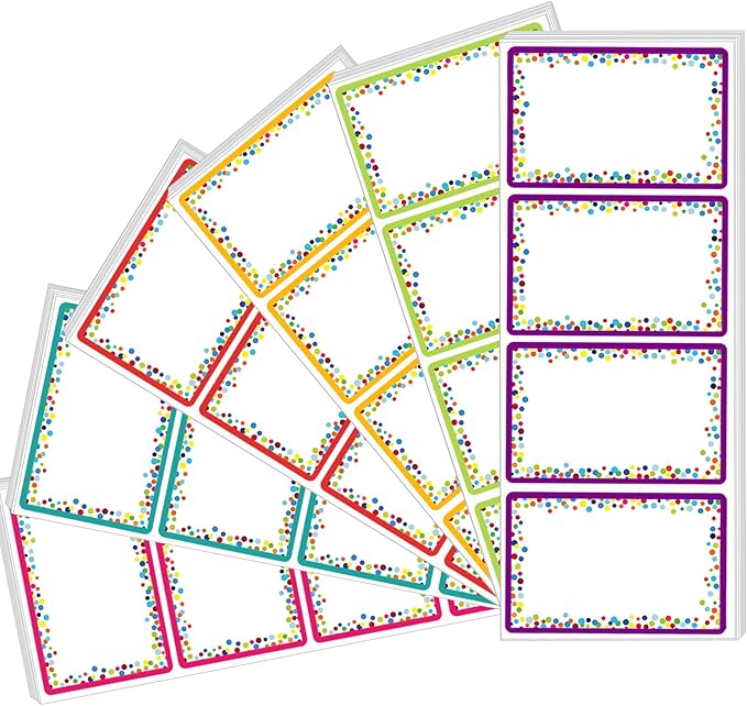 Yeachlaing 240 Pieces Decorative Colorful Name Tags for Classroom – Blank Stickers to Write on for Student Desks, Bin Labels, Teacher Supplies, 6 Designs (3.5 x 2.25 Inches)