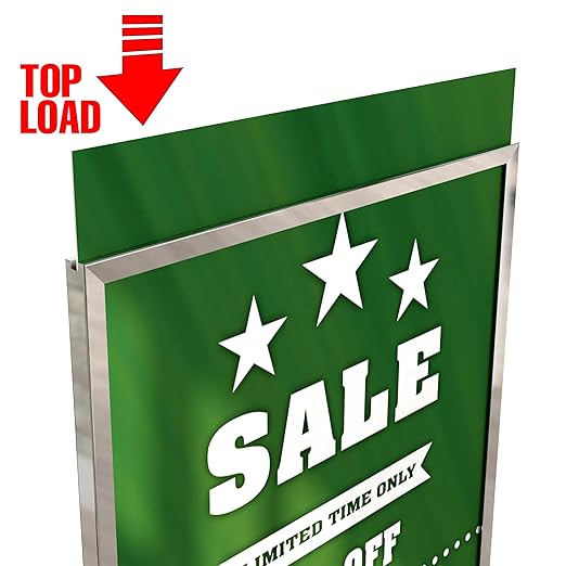 Econoco Bulletin Sign Holder, 22 x 28 Inch Frame, Extra Heavy Raised Base for Stability, Floor Standing Display Stand, Black