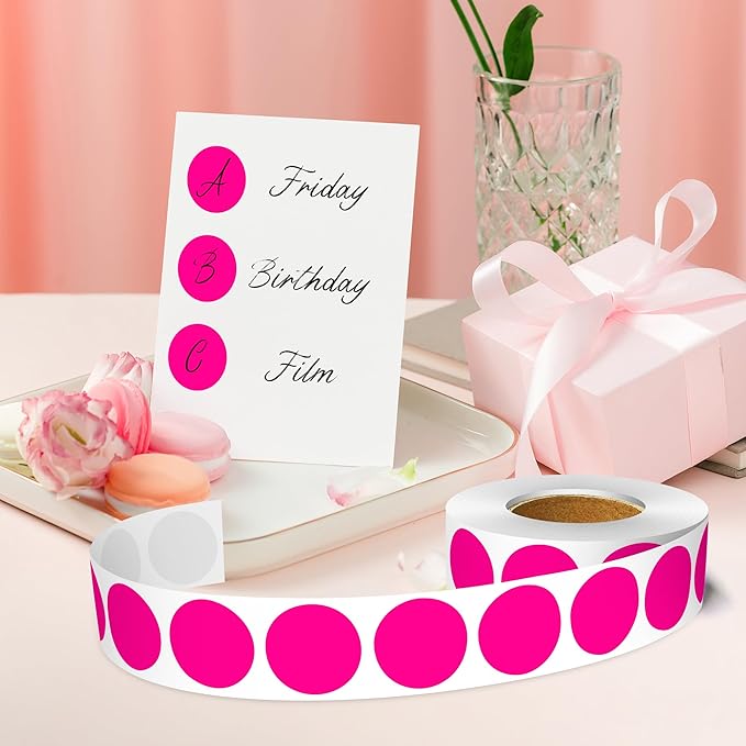 1 Inch Round Color Coding Labels, 1000 PCS Per Roll Fluorescent Pink Color Coded Dot Stickers, Round Color Dot Labels for Organizing, Filing, and Storage
