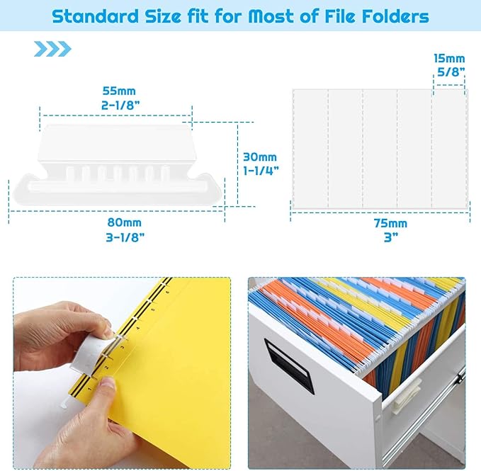 File Folder Tabs, Paxcoo 50 Sets Hanging File Folder Labels Tabs and Inserts for Hanging Folders