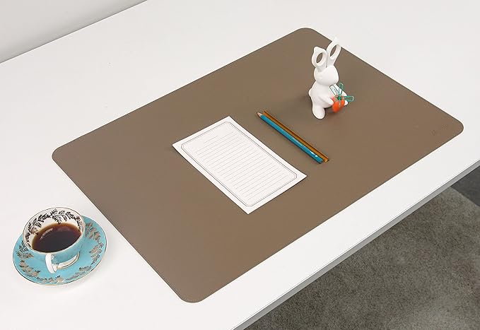 NODITO Dual-Sided Leather Desk Pad,Blotter for Laptop Computer,Mouse Pad,Writing,Drawing,Arts and Craft Mat (17"x24", Khaki)