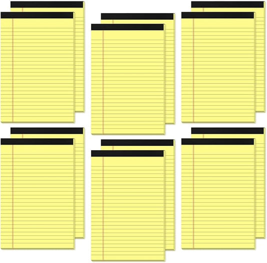 12 Pack Small Yellow Legal Pads 5x8 Note Pads 5x8 College Ruled Yellow Notepads 5x8 Narrow Ruled Yellow Paper Pads 25 Lines 80 GSM Small Paper Tablets 5x8" Lined Notepad With 30 Sheets Per Legal Pad
