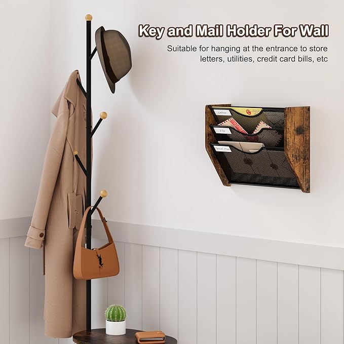 PAG-Mass Hanging Wall Files Organizer, 3 Tier Mail Organizer Wall Mounted,Hanging File Holder,Magazine Rack for Documents,Magazine,Literature,File,Mails,Envelopes