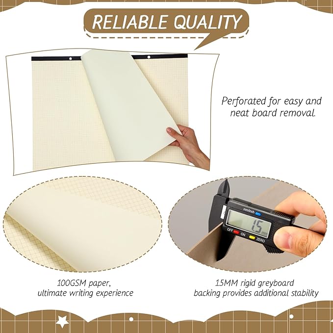 Fainne 3 Pcs Large Engineering Graph Paper Pad Giant Drafting Pad Blueprint Sketching Graph Paper Engineer Architect Designer Mathematician Draftsman (Beige, Brown, 22x17 inches)