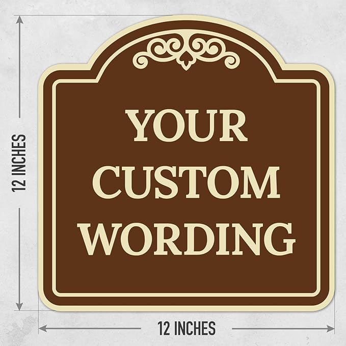 Custom Decorative Sign, Personalized Metal Sign for Business, Driveway, Home, Airbnb, Office Door Plaque, Brown Background Sign, 12x12 Inches, ACM, Fade Resistant, Made in USA by Sigo Signs
