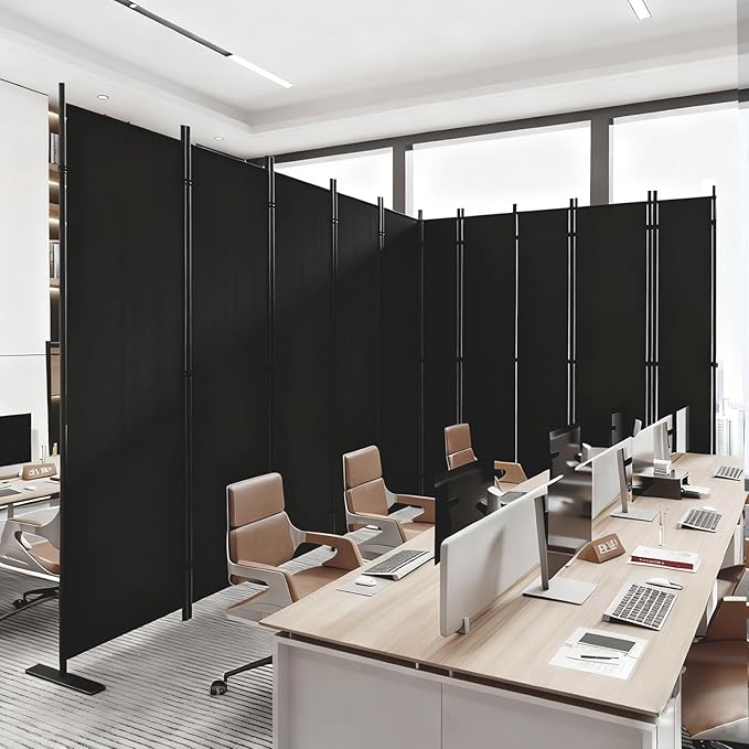 C-Hopetree 10 Panels Room Divider, 6 Ft Tall Indoor Folding Privacy Screen, Portable Partition Separator, Freestanding Separation Temporary Wall for Office, Bedroom, 197" W X 71" H, Black
