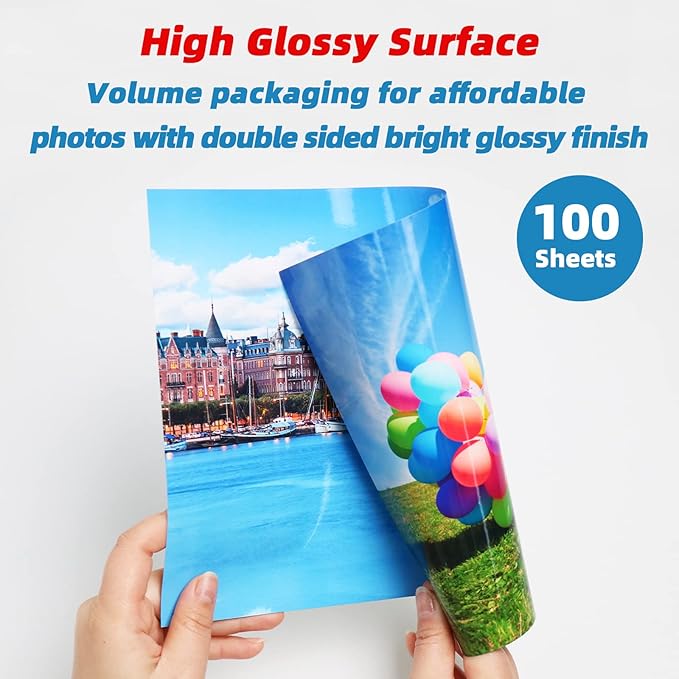 Uinkit 100 sheets Photo Paper Glossy Double Sided 8.5x11 Inkjet 37lb 140gsm Dye ink Thin Photo Picture Flyer Calendar Magazine CD Cover letter