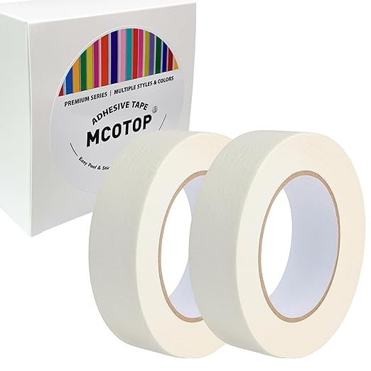 MCOTOP Wide Masking Tape (0.79In x 55YD x 2 Rolls -Beige White), 330FT Total, Strong Adhesive, for Home, Office, School Stationery, Painting, Labeling, DIY Crafts Arts Use,General Purpose Tape