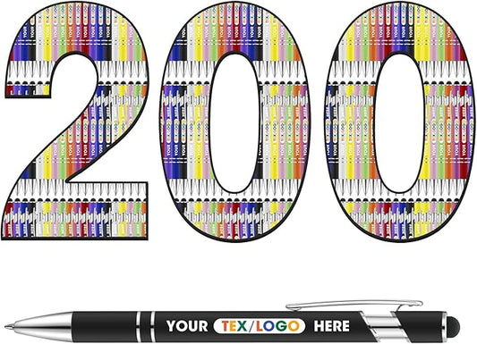 ENOMY Personalized Pens Bulk Free Engraved with Logo/Name/Message Black Ink Custom Pens Customized Stylus Ballpoint Pens Ideal Gifts for Business Anniversary (200)