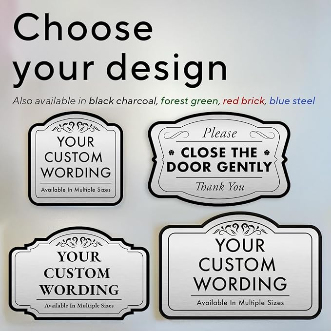 Custom Decorative Outdoor Metal Sign - Personalized Aluminum Driveway Sign, Waterproof, Made In USA - Design 1 Metallic Silver 36x24 In