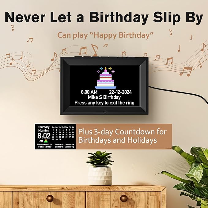 GOLOZA 7'' Digital Dementia Clock, Talking Clock with 10 Volumes, 6 Display with 10 Color Modes, Auto Dimmable, Alarms & Birthday & Holiday Reminders, 3 Pill Reminders Clocks for Seniors
