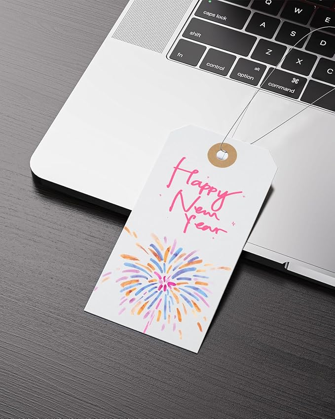 Uniclife 100 Pcs Manila Tags White Blank Shipping Tags with Wire Attached 4.7 Inch Paper Hang Tag with Reinforced Eyelet Large Marking Writable Price Label Tag, 4.7" x 2 3/8"