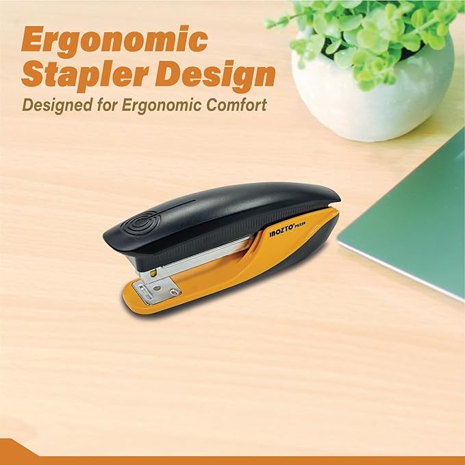 INOZTO Ergonomic Stapler, 20 Sheet Capacity & 100 Staples Storage, with Staple Remover & Non-Slip Base, for Office, School, Home Use, Custom Logo & Colors