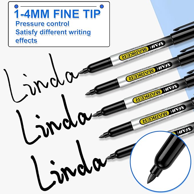 SFAIH 100 Black Permanent Markers Bulk -1s Quick Drying, Fine Point Markers for Writing, Labeling, School & Office, Warehouse, Business, Logistics, Waterproof Ink on Paper, Plastic, Metal, Cardboard